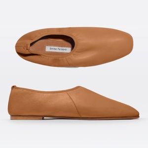 NWT Emme Parsons - High Throat Nappa Leather Ballet Flat - Tobacco